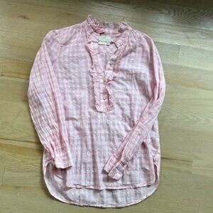 J. Crew Gingham Ruffle Popover Blouse